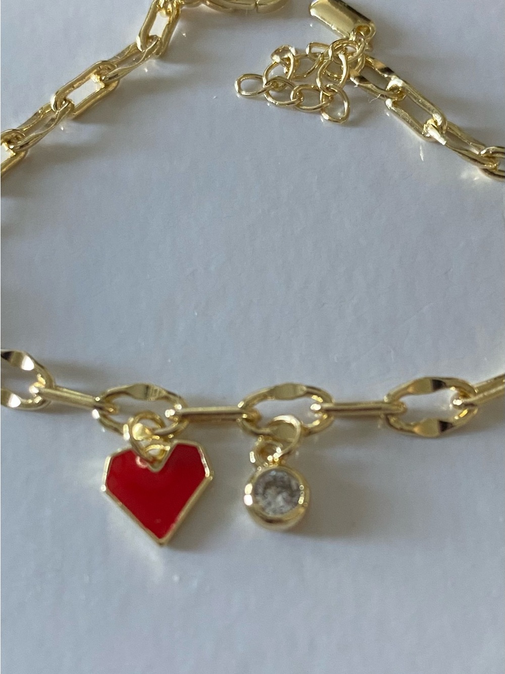 Gold Red Heart Chain Bracelet